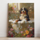 Berner Hund Kunst, Bad Kunst Leinwanddruck<br><div class="desc">Die Kunst des spielerischen Berner Hundes mit einem entspannenden Bad voller Blasen und wunderschöner Blume. Dieses charmante Kunstwerk verleiht Ihrem Raum eine Touch von Wärme und Persönlichkeit,  die ihn einladend und fröhlich macht.</div>
