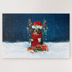 Berner Hund mit Weihnachtsgeschenken Puzzle