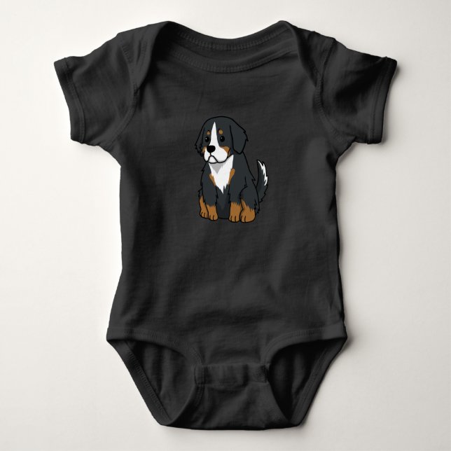 Berner Hund Niedlicher Cartoon Baby Strampler (Vorderseite)