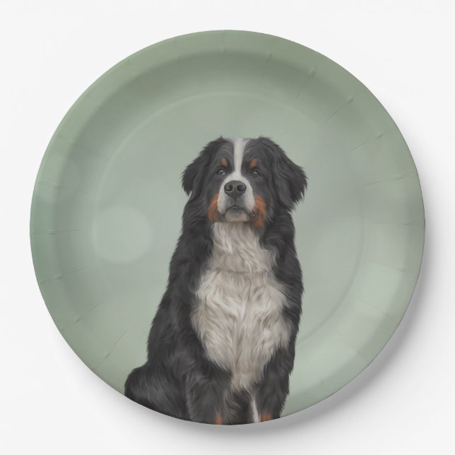 Berner Hund Pappteller (Vorderseite)