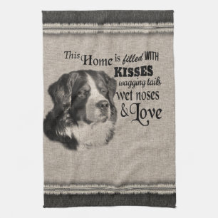 Berner Hund Vintages Portrait niedliches Zitat Geschirrtuch