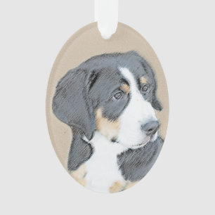 Berner Hund Welpenmalerei - Original Kunst Ornament