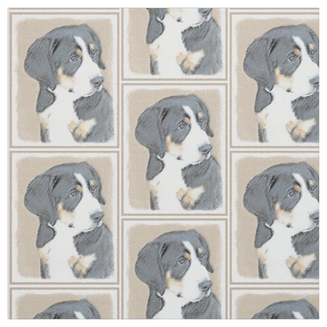 Berner Hund Welpenmalerei - Original Kunst Stoff (Muster)