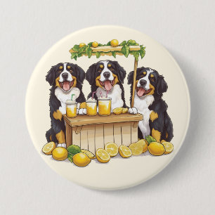 Berner Hunde auf einem Limonade-Stand Button