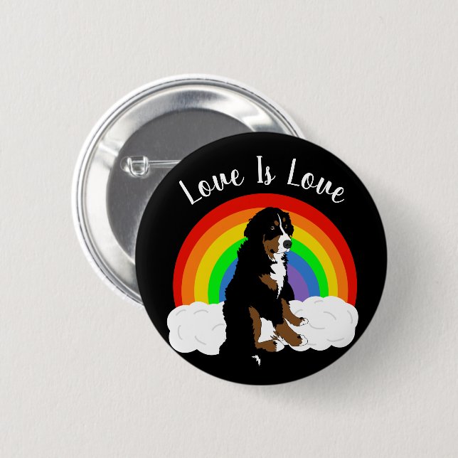 Berner Hundehund-Gay Pride individuell anpassbar Button (Vorne & Hinten)