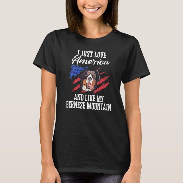 Berner Hundelandzucht Hund-Usa-Flagge T-Shirt (Vorderseite)