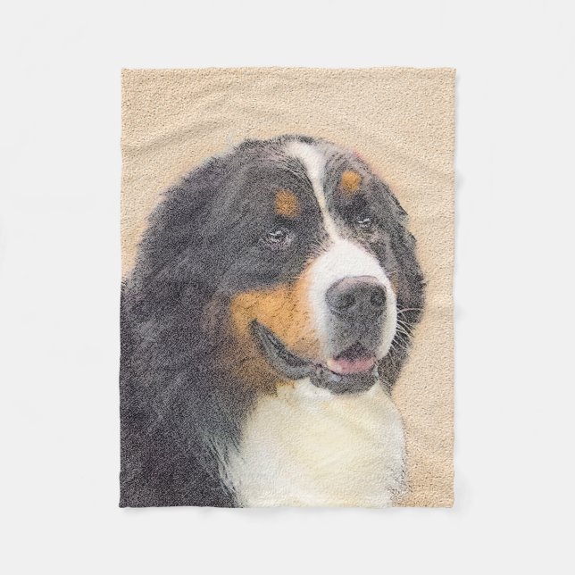 Berner Hundemalerei - Original Hundekunst Fleecedecke (Vorderseite)