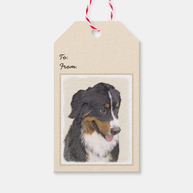 Berner Hundemalerei - Original Hundekunst Geschenkanhänger (Vorderseite)
