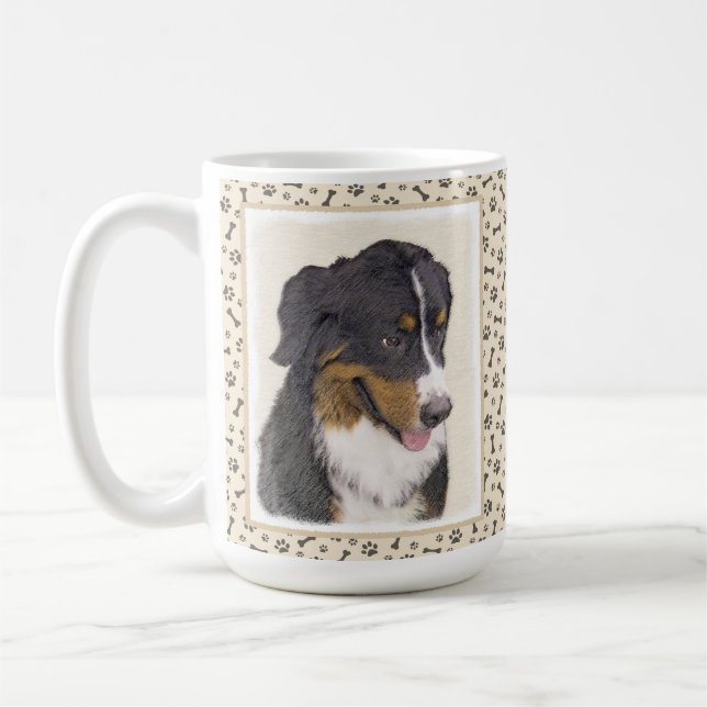 Berner Hundemalerei - Original Hundekunst Kaffeetasse (Links)