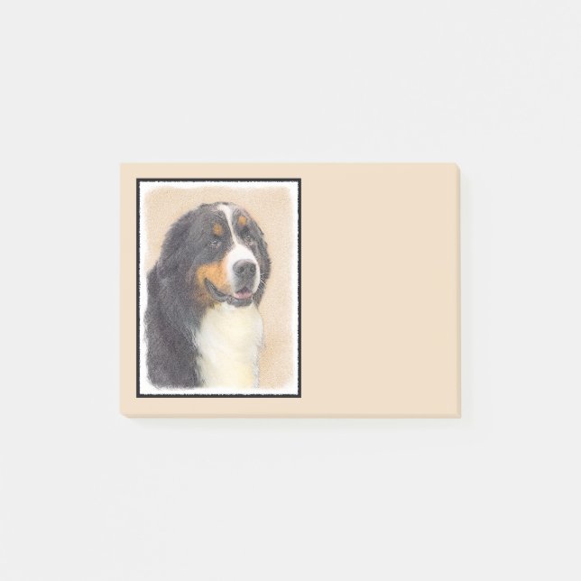 Berner Hundemalerei - Original Hundekunst Post-it Klebezettel (Vorderseite)