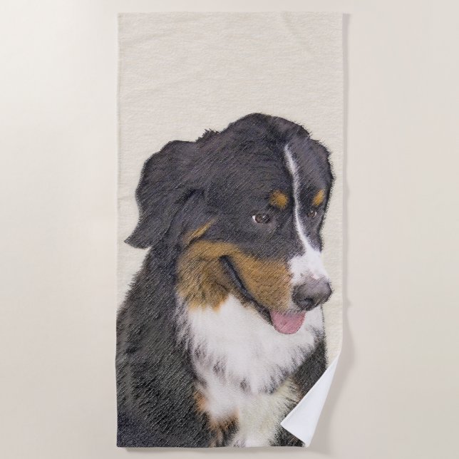 Berner Hundemalerei - Original Hundekunst Strandtuch (Vorderseite)