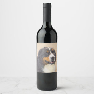 Berner Hundemalerei - Original Hundekunst Weinetikett