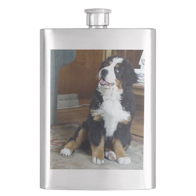 Berner Hundewelpe Flachmann (Vorderseite)