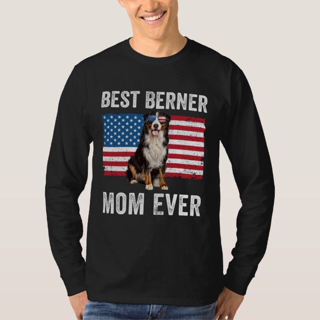 Berner Mom American Flag Dog  Owner Bernese Mounta T-Shirt (Vorderseite)