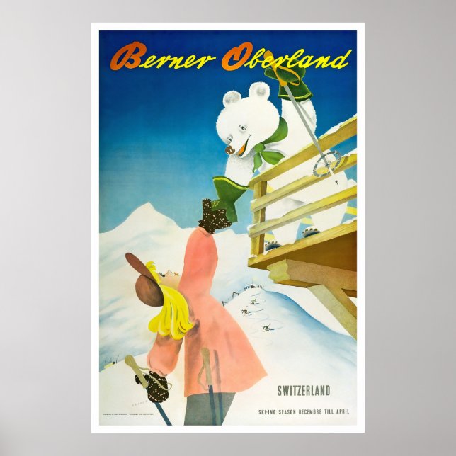 Berner Oberland, Schweiz, Skiposter Poster (Vorne)
