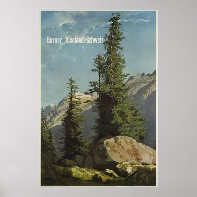 Berner Oberland, Schweiz, Travel Ski Poster (Vorne)
