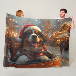Berner Sennenhund Achterbahn Weihnachten  Fleecedecke