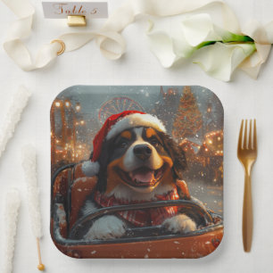 Berner Sennenhund Achterbahn Weihnachten Pappteller