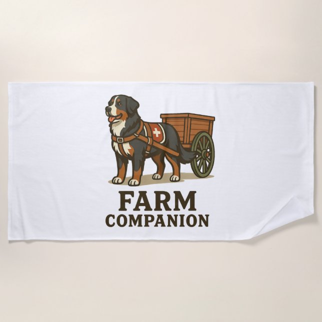 Berner Sennenhund als arbeitender landwirtschaftli Strandtuch (Vorderseite)
