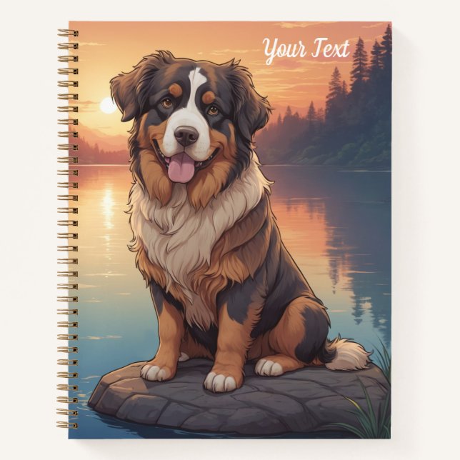 Berner Sennenhund am See Notizbuch (Vorderseite)