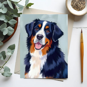Berner Sennenhund   Aquarell-Haustier Postkarte
