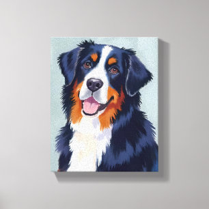 Berner Sennenhund   Aquarell-Haustiermalerei Leinwanddruck