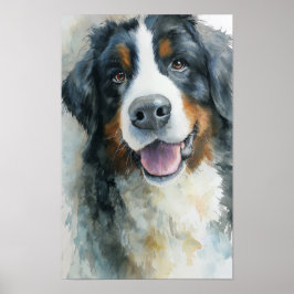 Berner Sennenhund Aquarellporträt Poster