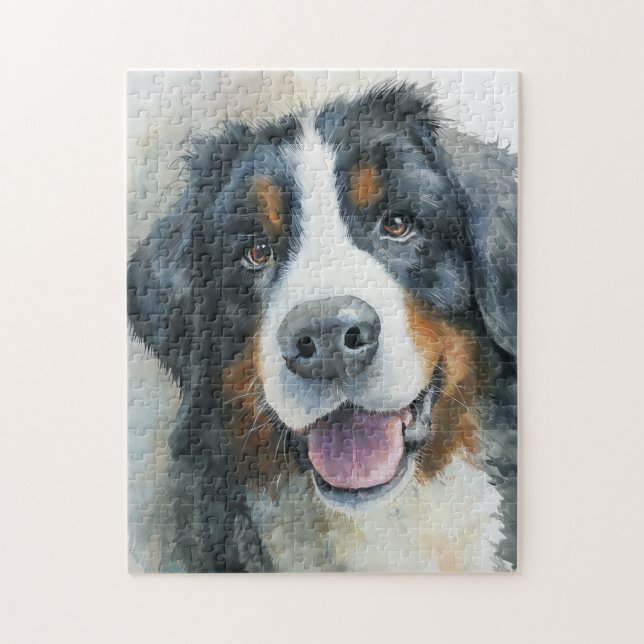 Berner Sennenhund Aquarellporträt Puzzle (Vertikal)