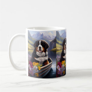 Berner Sennenhund auf einem Paddel: Ein landschaft Kaffeetasse