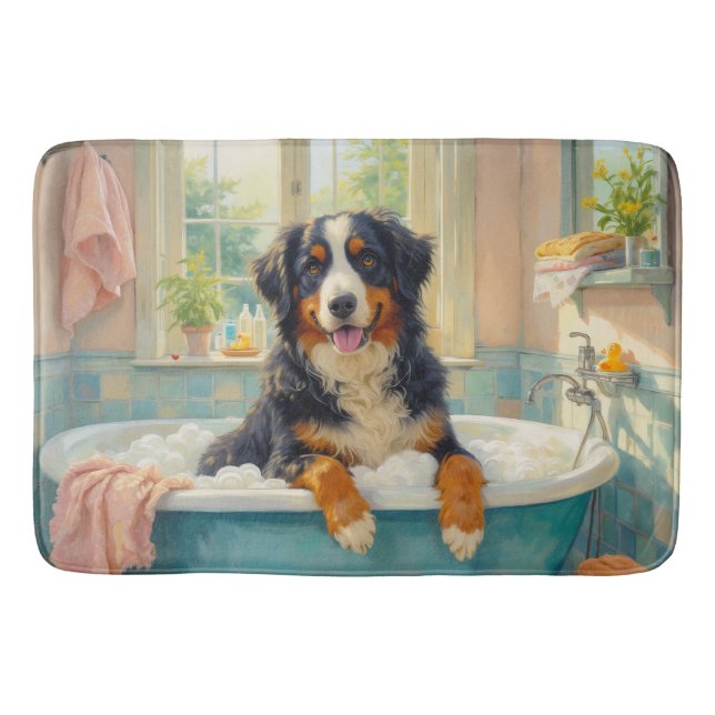 Berner Sennenhund Badezeit Gemütliche Badezimmerde Badematte (Vorderseite)
