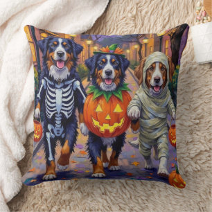 Berner Sennenhund beim Halloween-Süßigkeiten-Samme Kissen