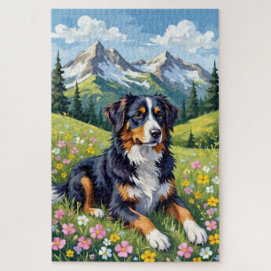 Berner Sennenhund Frühlingstalpine Wiese Puzzle