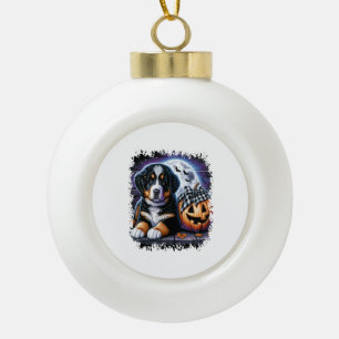Berner Sennenhund Halloween Keramik Kugel-Ornament