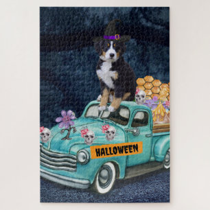 Berner Sennenhund Halloween-LKW Gruselige Nacht  Puzzle