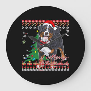 Berner Sennenhund hässliches Weihnachtssweatshirt Große Wanduhr