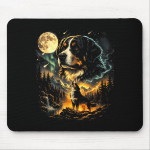 Berner Sennenhund heult Mond vintage 90er Hund Mousepad