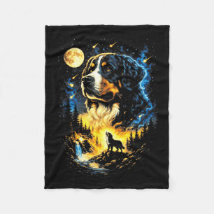 Berner Sennenhund heult zum Mond Vintage 90er Fleecedecke