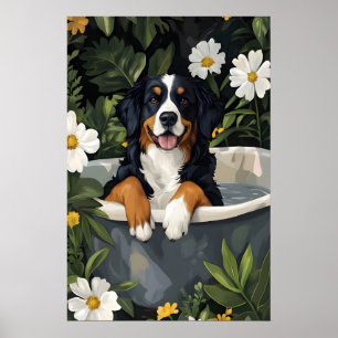 Berner Sennenhund im Badewannenposter, Lustiger Hu Poster