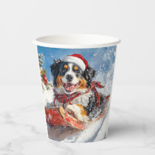 Berner Sennenhund im Schlitten Weihnachten Pappbecher