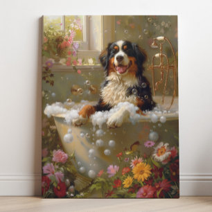 Berner Sennenhund Kunst   Berner im Badewanne Leinwanddruck