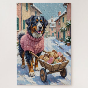 Berner Sennenhund liefert Valentinstag-Kekse Puzzle