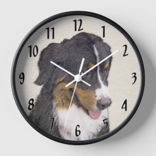 Berner Sennenhund-Malerei - Originale Hundekunst Uhr