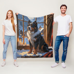 Berner Sennenhund mit Weihnachtsbeleuchtung Feiert Fleecedecke