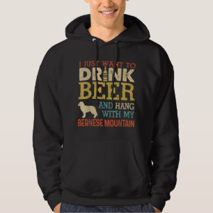 Berner Sennenhund Papa trinkt Bier hängt mit Hund Hoodie