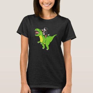 Berner Sennenhund reitet Rex Dinosaurier Hund T-Shirt