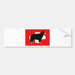 Berner Sennenhund Silhouette auf Flagge Rost Autoaufkleber