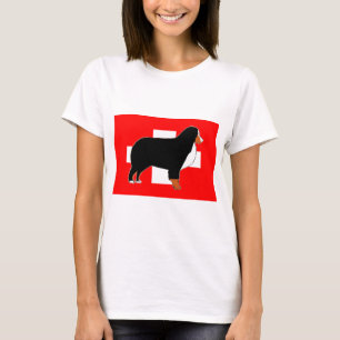 Berner Sennenhund Silhouette auf Flagge Rost T-Shirt