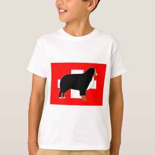 Berner Sennenhund Silhouette auf Flagge Rost T-Shirt