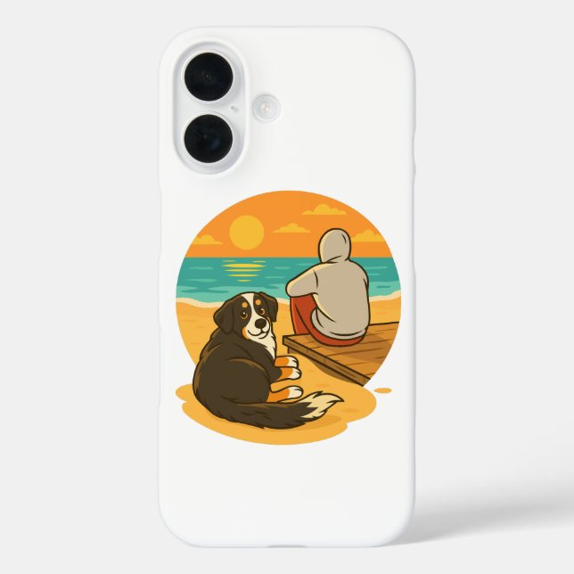 Berner Sennenhund Sunset Beach Begleiter Case-Mate iPhone Hülle (Rückseite)