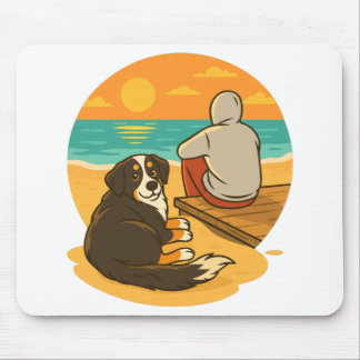 Berner Sennenhund Sunset Beach Begleiter Mousepad
